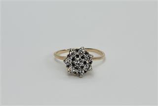 10K Yellow Gold Diamond Flower Cluster Ring (8) RBC 2.7G Sz 7.75